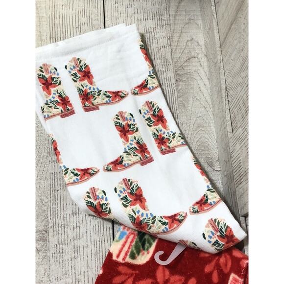 St Nicholas Square Western Boots Christmas Hand Towel (Set of 2) Adorable! New - Picture 7 of 8